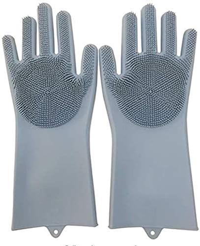 Magic Silicone Dish Washing Gloves for Kitchen, Dishwashing, Pet Grooming, Car and Bathroom Cleaning (Multicolour, Pack of 1)