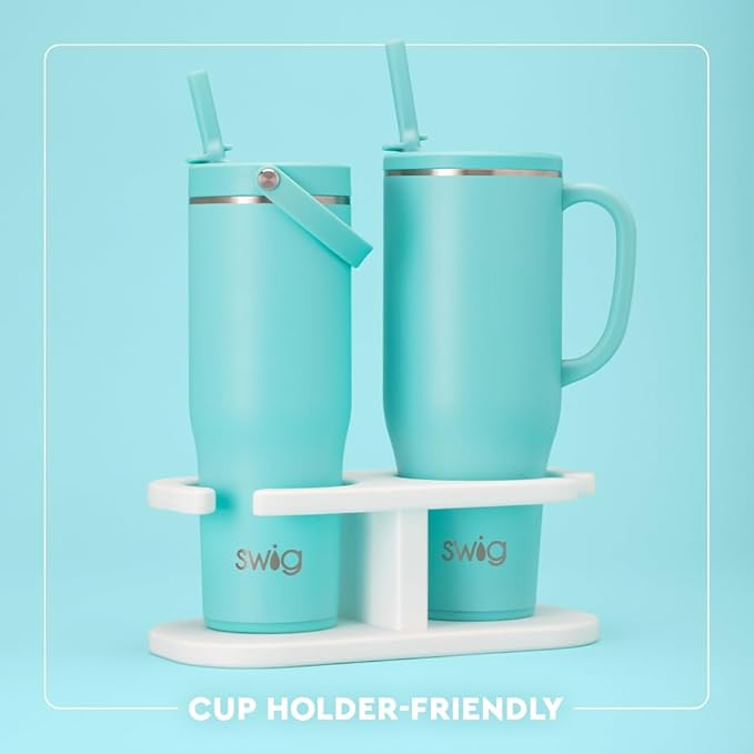 Swig Life 40oz Leak Proof Mega Mug, 40oz Leak Proof Tumbler with Handle and Straw, Extra Large Insulated Tumblers, Cup Holder Friendly Travel Mug, Reusable Leakproof Water Bottle (Tee It Up)