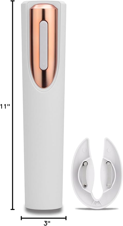 Electric Wine Opener Battery Operated with Stand and Built-in Foil Cutter - Automatic Wine Opener - Electric Corkscrew for Easy Cork Removal - Best Gift for Wine Lover (White & Rose Gold)