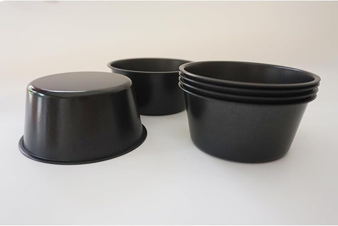 6PCS Carbon Steel Popover Pans, Nonstick Mini Yorkshire Pudding Pan, Muffin Cupcake Pans, Individual Egg Tart Molds, Baking Round Cake Cup - Black (3.1" x 1.4")