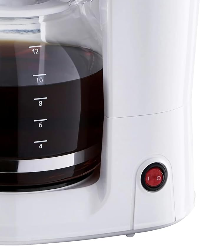 12-Cup Coffee Maker with Easy On/Off Switch, Easy Pour, Non-Drip Carafe with Removable Filter Basket,Keep Hot Plate,Clear Water Level Window Coffee Machine, Black (White)
