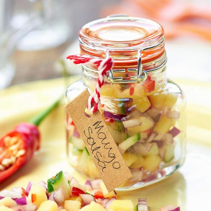 SPANLA Spice Jars, 24 Pack 4oz Small Glass Jars with Airtight Hinged Lid, With 24 Spice Labels & Silicone Funnels, Airtight Glass Jars for Spices, Condiments Herb Seasoning Art Craft Storage