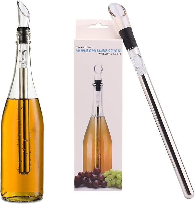 Rechargeable Electric Wine Opener Set with 3-in-1 Stainless Steel Bottle Cooler - Automatic Corkscrew, Wine Chiller,Vacuum Sealer, Foil Cutter, Pourer, Cool your wine for its flavor,Valentine gift