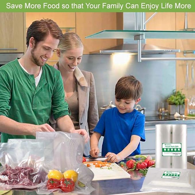 MakMeFre 200 Pint Size 6"x10" Vacuum Freezer Sealer Bags for Food, BPA Free, Heavy Duty Commercial Grade, Sous Vide Vaccume Safe,Vaccume Seal Pre-Cut Bag white