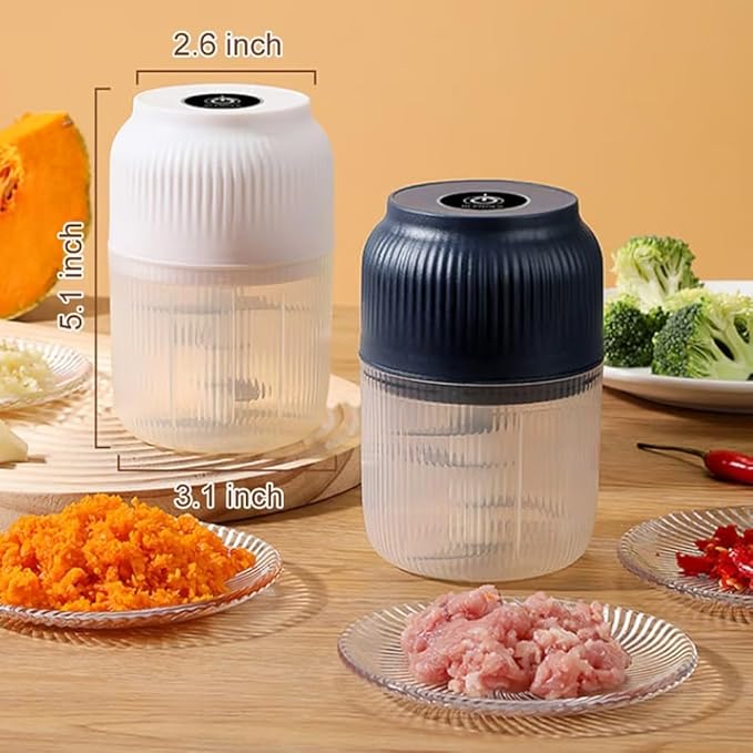 Electric Garlic Chopper, Mini Portable Veggie Chopper, 2026 New Small Garlic Chopper Mincer, USB Rechargeable, Wireless Veggie Grinder, For Mashing Onion, Garlic, Chili, Ginger (2*Blue, 3 blades)