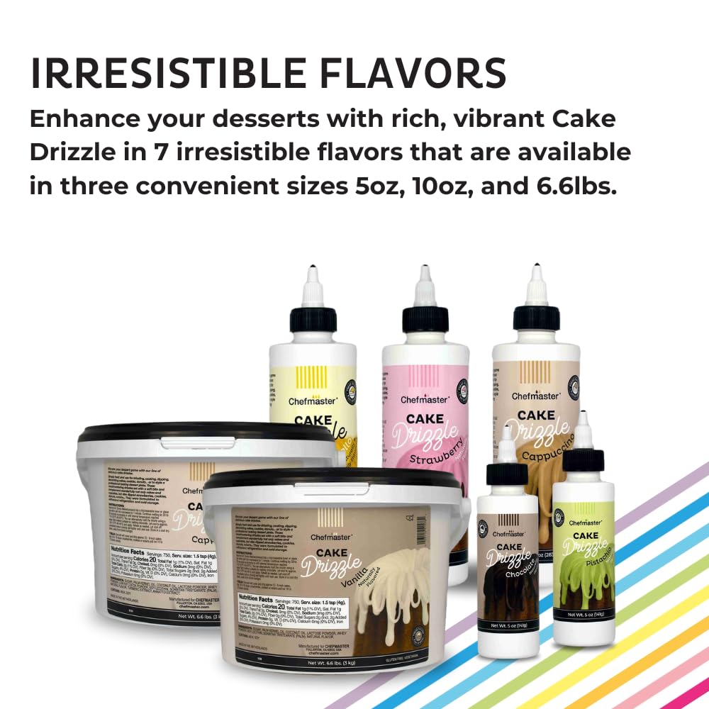 Cappuccino-Flavored Cake Drizzle by Chefmaster, Edible Cake Drip Frosting for Decorating, Drip for Cakes, Cupcakes, Cookies, Donuts, 5 oz