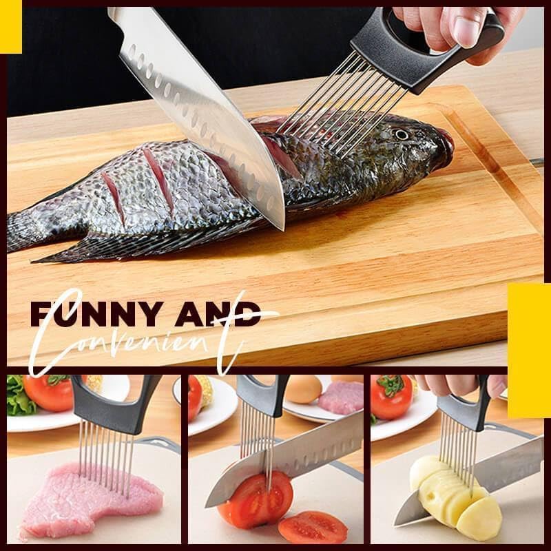 Ultra Onion Slice Holder, Stainless Steel Holder for Slicing Meat, Onion, Potato, Tomato - 2 Pack