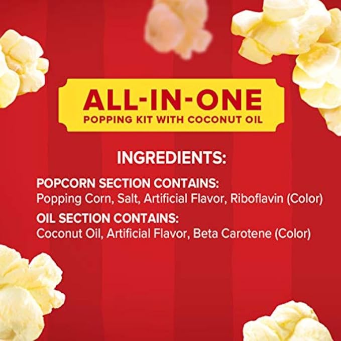 Orville Redenbacher's All-In-One Popcorn Kit, with Kernels, Coconut Oil & Salt, for 8oz. Popcorn Machine, 10.6oz. (Pack of 24)