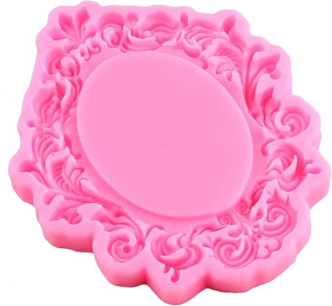 Mujiang Baroque Picture Frames Silicone Mold Photo Frame Fondant Molds Vintage Frame Mold For Sugar Cake Decorating Cupcake Topper Chocolate Gum Paste Candy Polymer Clay Set Of 2