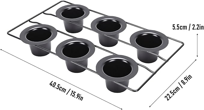 GOWENIC 6-Cup Popover Pan, Carbon Steel Deep Non Stick Bakeware Popover Pan for Baking Pudding Muffins Popovers, Easy to
