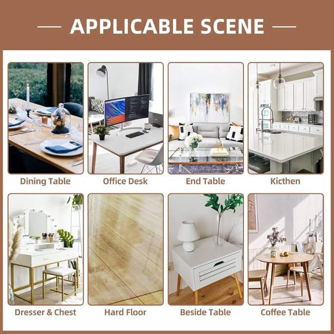 Warmstar Clear Table Cover Protector 16 x 72 Inch,1.5mm Thick Plastic Table Cover Rectangle,PVC Clear Table Protector,Desk Protector Mat for Kitchen, Dresser, Writing Desk,Dining Room Table
