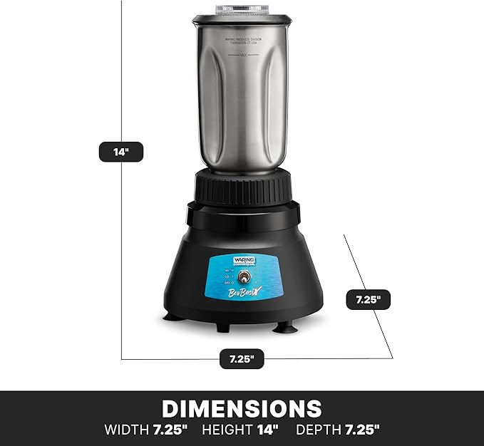 Waring Commercial 1/2 HP Bar Blender 2-Speed with 32 oz. Stainless Steel Container