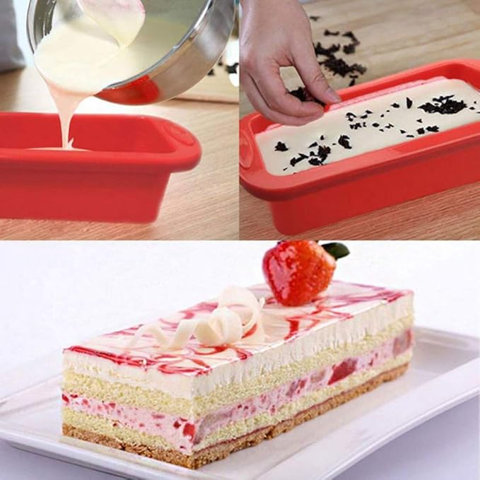 Cake Tin, Non-Stick Cake Mould, Baking ToolsBaking Mold,Cake Mould,Baking Baking Silicone Bread Loaf Cake Mold Non Stick Bakeware Baking Pan Oven Rectangle Mould Non Stick Skillet Pan Pans (Color : Gr