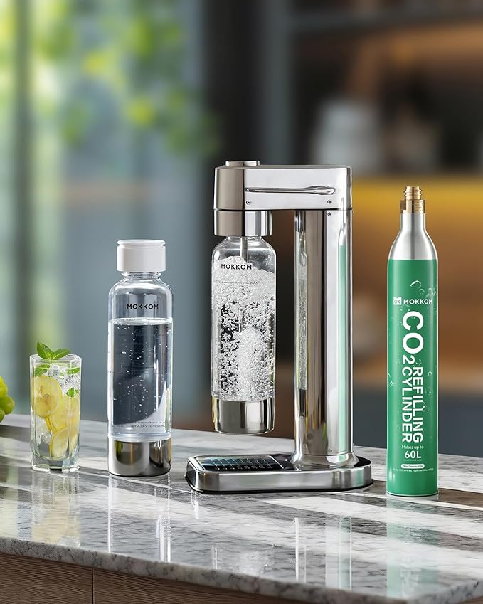 MOKKOM CO2 Cylinder for Soda Maker, CO2 Exchange Canister, Threaded Style, Compatible with All 'Screw-In' Sparkling Water Makers, Carbonates Any Drink with CO2 Tanks Gas Refill Cylinder (1PCS)