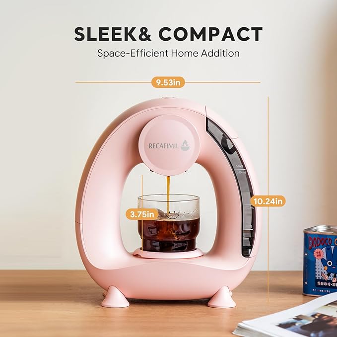 Single Serve Coffee Maker For K Cup Pod and Coffee Grounds /Tea, Fast Brew in 2 minutes, 2 IN 1 One Button Coffee Machine 4-8 Oz Brew Sizes, Stylish&Compact For Home, Office, RV and Dorm, Pink
