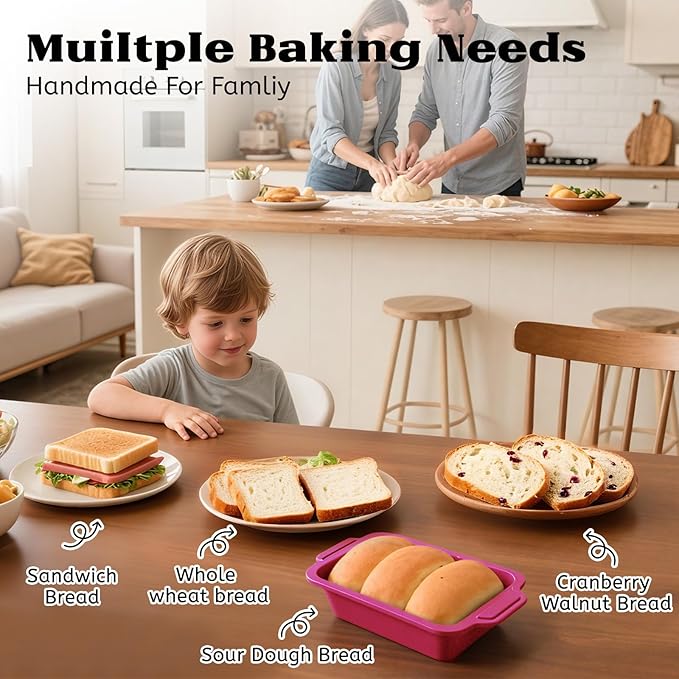 Bread Pans for Homemade Bread:9.5 x 5 Inch Silicone Loaf Pan for Baking with Metal Frame - Nonstick Banana Loaf Tin Tray for Sandwich Sourdough Pumpkin Sour Dough - for Oven Kitchen Home Bakers
