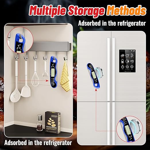 Meat Thermometer, IP67 Waterproof Digital Meat Thermometer with Backlight, Hold Function & Magnet for Grill, BBQ, Candy, Beef,Turkey,Gadgets Essentials BBQ Accessories,Mens Stocking Stuffers