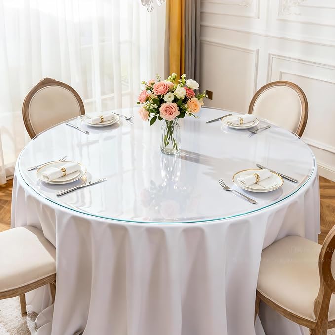 Round Clear Table Cover Protector 36 Inch - 2mm Thick Waterproof PVC Furniture Protective Pad for Dining Room Tabletop