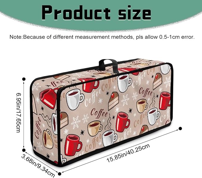 Coffee Print Thin Toaster Cover 2 Slice Dustproof & Water-Resistant 2 Slice Slim Toaster Cover, Easy to Fold and Store Dust Covers for Kitchen Small Appliances