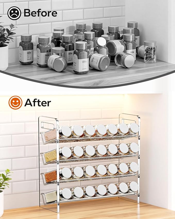 Nieifi Transparent Spice Rack Rustproof,without Seasoning Jars,4-Tier ABS Plastic Spice Rack Organizer for Cabinet and Countertop,Thickened Corrosion-Resistant-Tiered Kitchen Accessories