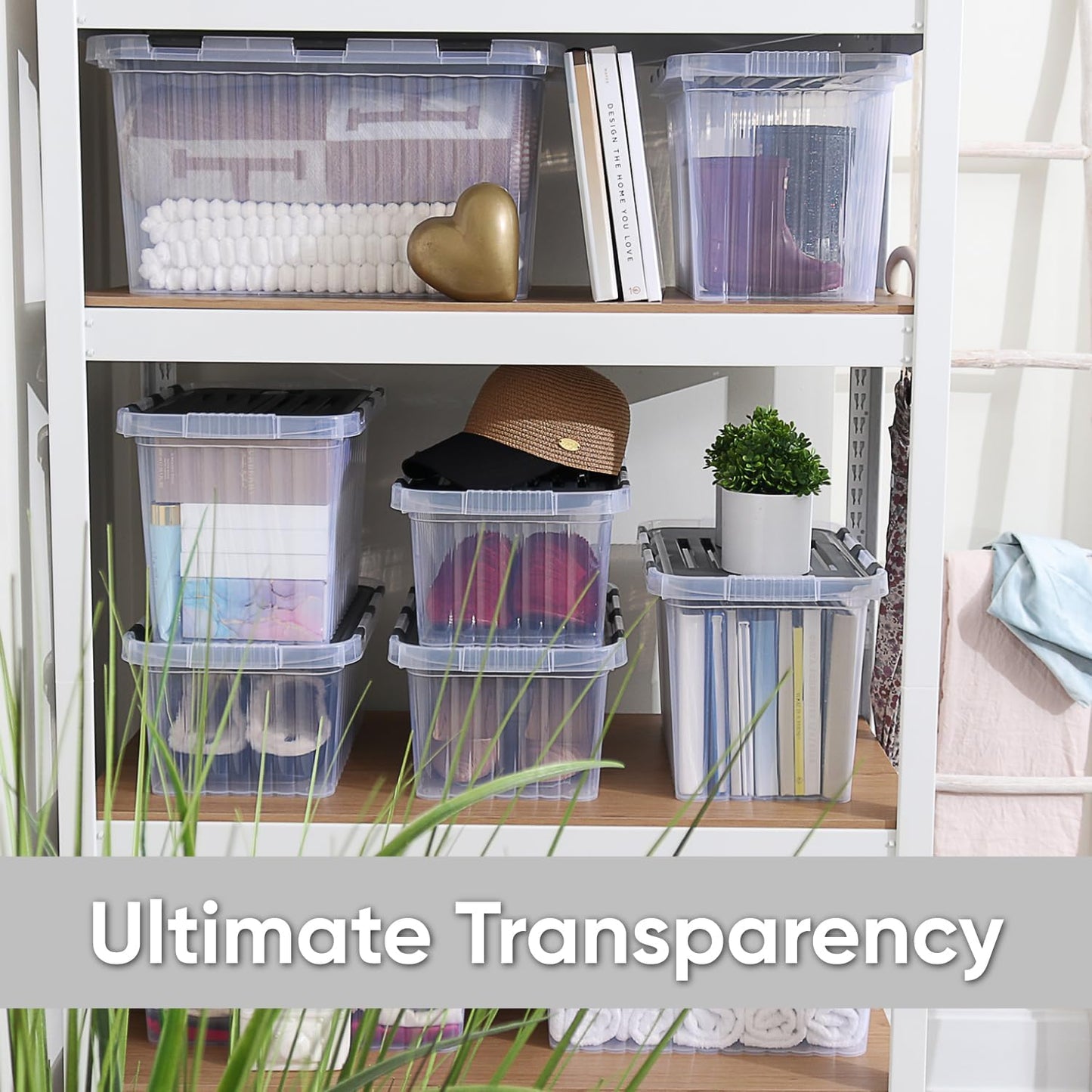 Superio Storage Bins with Lids, Clear Plastic Containers for Organizing, Stackable Totes, BPA Free, Odor Free, Organizer Boxes for Home, and Dorm (4 Pack, 15"x10"x7")