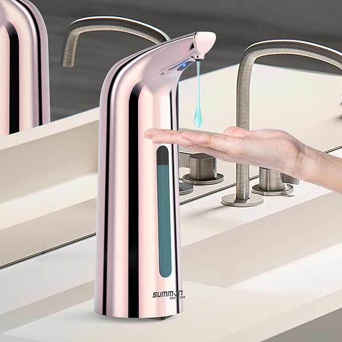 Automatic Soap Dispenser Touchless,400ML Hand & Dish Countertop Electric Liquid Dispenser with Sensor,Modern 4 Gear Adjustable Waterproof Battery Operated Kitchen Auto Soap Pump