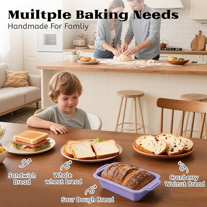 Bread Pans for Homemade Bread:9.5 x 5 Inch Silicone Loaf Pan for Baking with Metal Frame - Nonstick Banana Loaf Tin Tray for Sandwich Sourdough Pumpkin Sour Dough - for Oven Kitchen Home Baker
