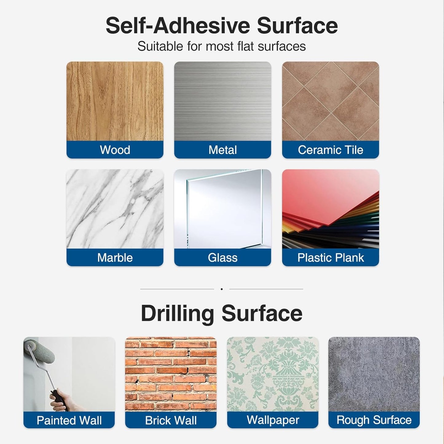 Paper Towel Holder - Self-Adhesive or Drilling, Gold Wall Mounted Rack - SUS304 Stainless Steel Kitchen Roll Holder Under Cabinet (2 Pack)