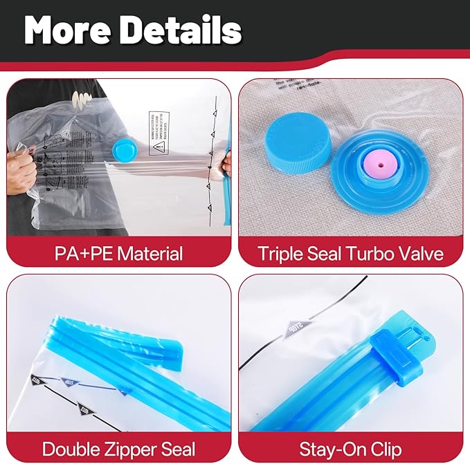 8 Pack Small Vacuum Storage Bags,Vacuum Seal Bags for Clothing,Space Saver Bags,Vacuum Travel Bags for Luggage