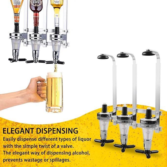 Wall Mounted Liquor Dispenser Bar Butler Drinking Pourer Wine Dispenser Machine Wall-Mounted Cocktail Tap Homebrew bar 3 Bottle by MUGLIO (30ml)