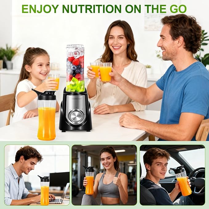 Blender for Smoothies,32,000 RPM Smoothie Blender, Personal Blenders with 6 Sharp Blade,with 20oz Portable Cup and To-Go Lids, Self Cleaning,Portable Juicer for Ice Crushing & Milkshakes