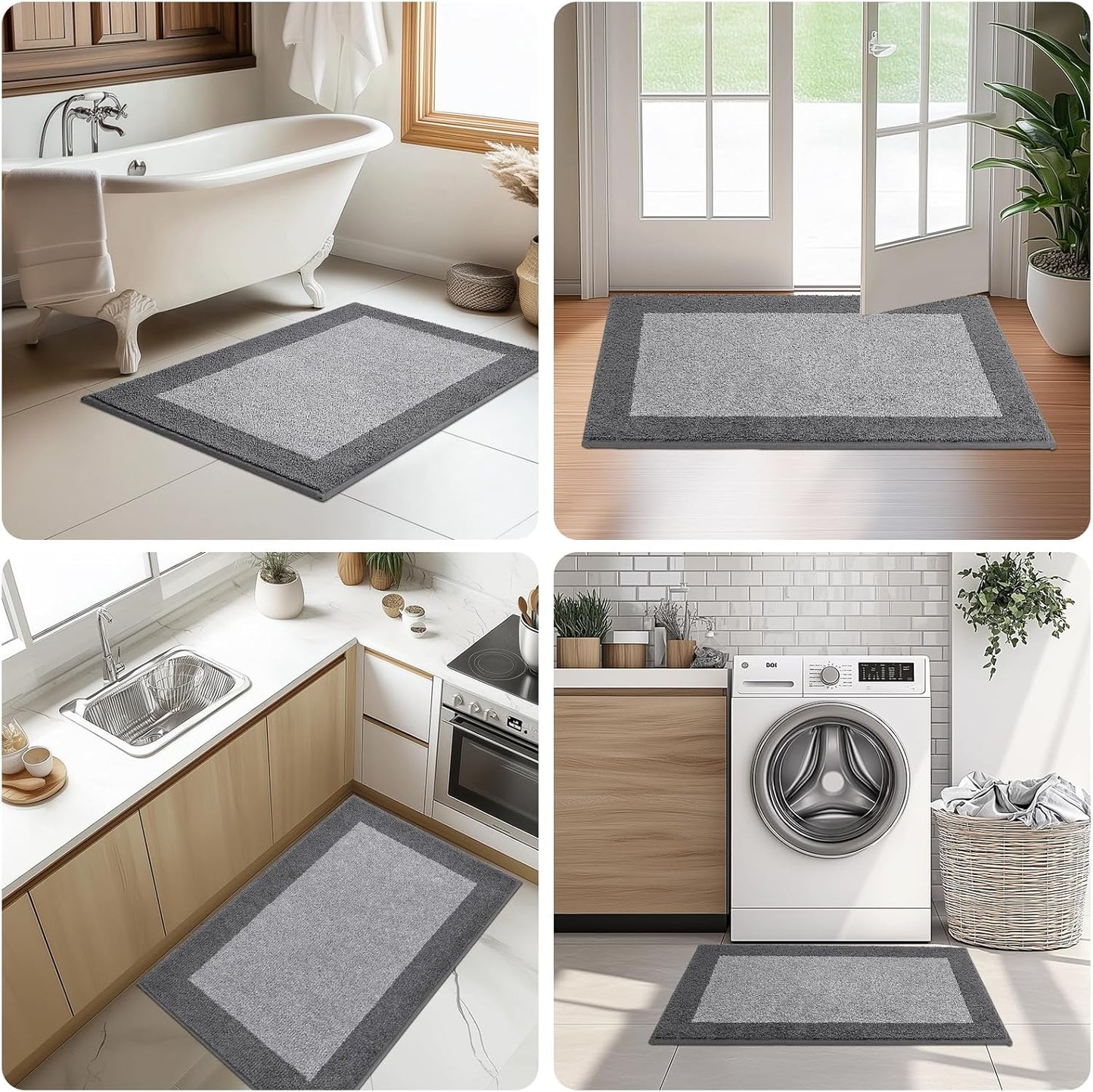 Machine Washable Kitchen Rug 32" x 48", Non Slip Indoor Door Rug, Absorbent Entrance Runner Rug for Bedroom, Hallway, Bathroom, Floor
