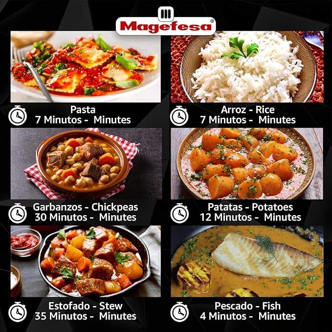 Magefesa Dynamic 6-Quart Stainless Steel Pressure Cooker + Steaming Basket, 18/10 Stainless Steel, Energy Efficient, Compatible with All Stovetops Including Induction