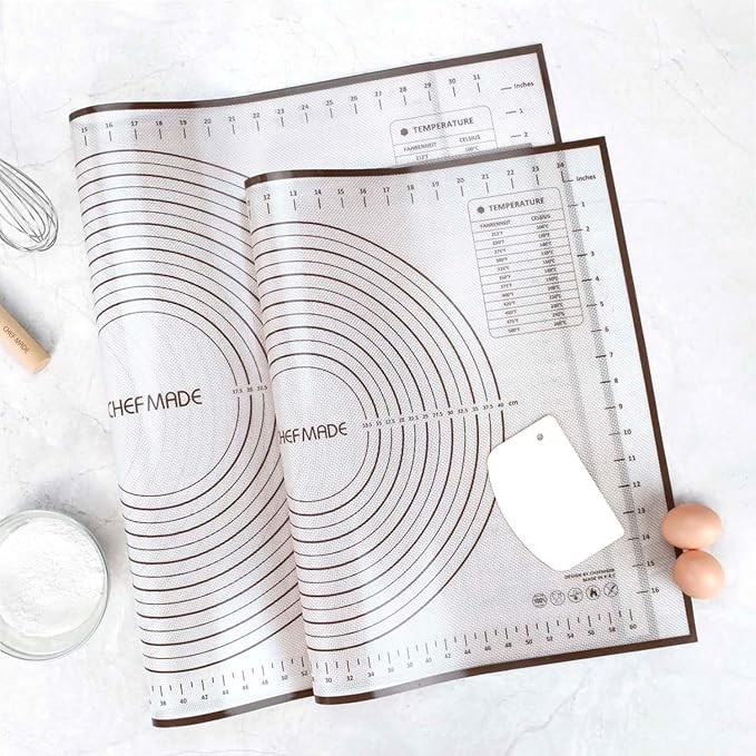 CHEFMADE Silicone Baking Mat, 28" x 20" Extra Thick Large Non-Stick Sheet Mat with Measurement | Non-Slip Reusable Food Grade Flexible Dishwasher Safe|Making,Cookies,Macarons,Bread,Pastry and Pizza