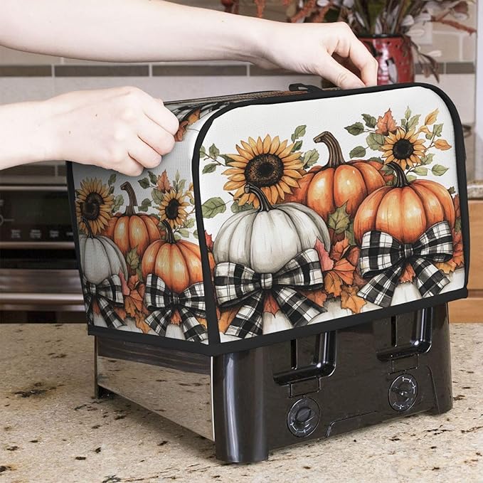 Toaster Cover 2 Slice Pumpkin Sunflower Fall Thanksgiving Kitchen Small Appliance Covers with Pockets Dust and Fingerprint Protection