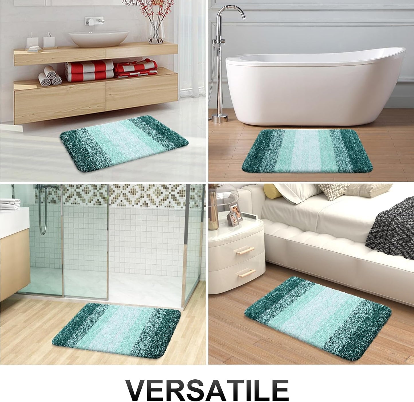 OLANLY Bathroom Runner Rugs 47x20, Extra Soft Absorbent Microfiber Bath Rugs, Rubber Backing, Quick Dry, Washable Bath Mats for Bathroom Floor, Tub and Shower, Home Decor Accessories, Blackish Green