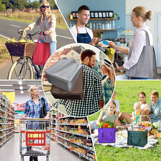 JERIA 24-Pack Reusable Grocery Bags,Large Washable Foldable Shopping Bags,Heavy Duty Tote Bags with Reinforced Handles