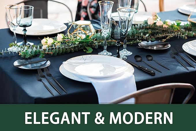 EWFEN 24-Piece Black Silverware Set with Steak Knives, Black Flatware Set for 4, Food-Grade Stainless Steel Tableware Cutlery Set, Mirror Finished Utensil Sets for Home Restaurant, Long Edge