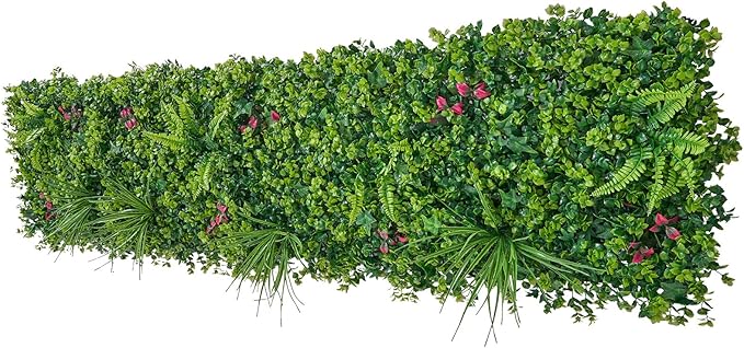 VEVOR Artificial Plant Wall, 12PCS 20 x 20 in Artificial Boxwood Panels, Greenery Backdrop Privacy Hedge Fence with Sun Protection, Fake Grass Wall Screen for Wedding, Indoor, Garden,Mixed Leaf