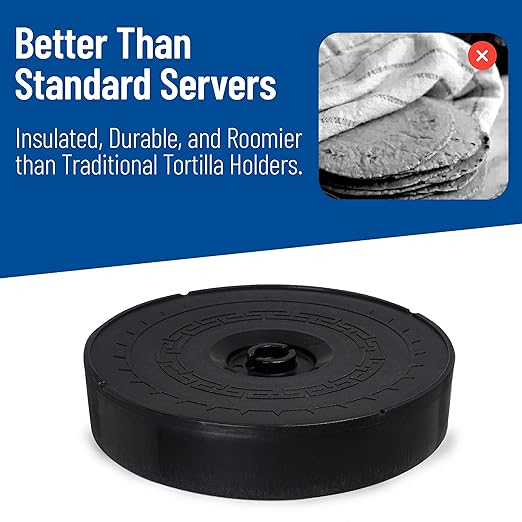 Carlisle FoodService Products Jumbo Server Tortilla Server with Insulated Lid for Kitchens, Restaurants, Catering, Plastic, 12.75 X 2.625 Inches, Black