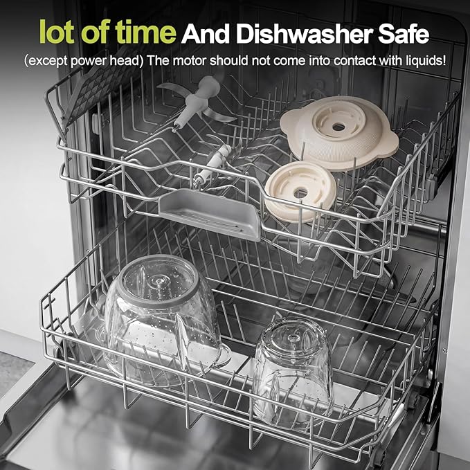 Kawu Electric Food Processor & Meat Grinder, 8 Cup (2L)+0.3L Glass Bowls, 2 Speeds with Stainless Steel Blades, 300W Mini Vegetable Chopper Food Blender for Home Kitchen