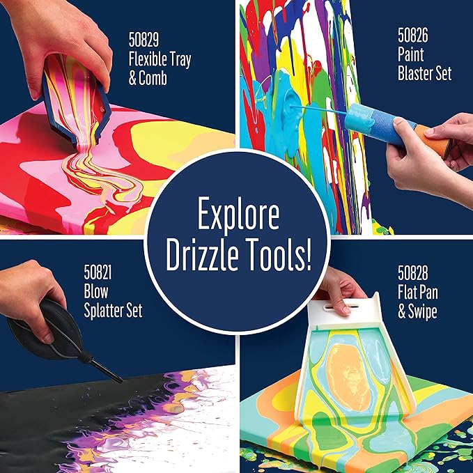 FolkArt Drizzle Blower and Splatter Set, Durable Tools Perfect for DIY Paint Pouring Arts and Crafts Projects, 50821