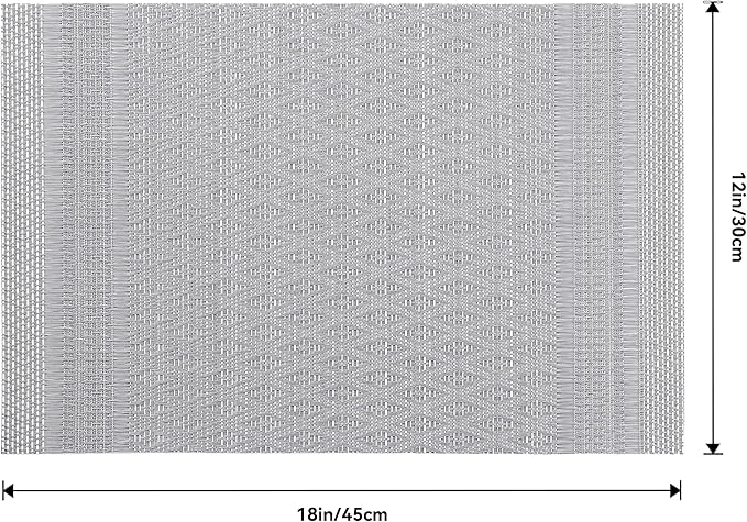 Leetaltree Lunar Grey Placemats Set of 8 - Heat Resistant Non-Slip Place mats for Dining Table, Washable Durable PVC Vinyl Woven Table Mats(Lunar Grey, 8)