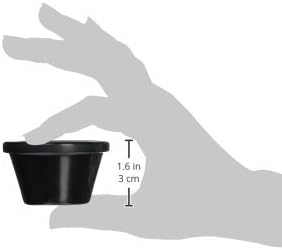 Winco Commercial-Grade Plastic Ramekin / Dipping Sauce Cup, Smooth, 4 Ounce, Black (12 Pack)