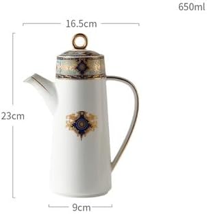 Water Pitcher Ceramic Teapot With Lid Water Pitcher Kitchen Butter Bottle Flower & Bird Finished Wedding Gifts Party Presents 650ML Glass Pot(Green)