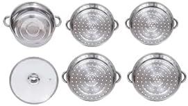 Stainless Steel Steamer Glass Lid, 5-Layer Cooking Steamer Set, Overlapping Design, ø 28cm /11 Inch, Suitable for Induction Cooktops, Electric Cooktops, Gas Cooktops