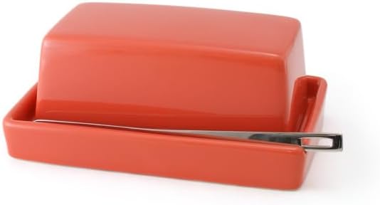 ZERO JAPAN Compact Butter Dish for Countertop, Fits West Coast Butter Sticks (Stubby Size), Ceramic Butter Keeper with Lid, Space-Saving Design, Made in Japan, Carrot