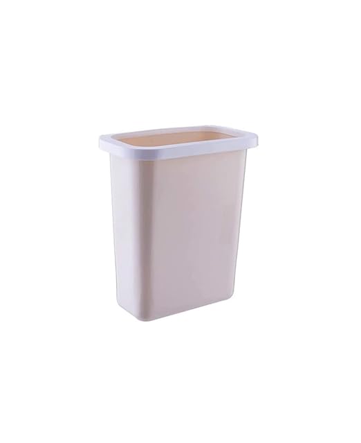 Trash Cans Hanging Waste Bin Under Kitchen Sink,Plastic Dustbins Over Cabinet Door with Top Ring to Fix Garbage Bag Outdoors and Home(Beige)