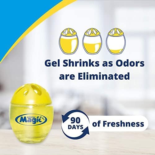 Mister Magic Refrigerator Odor Absorber – Lemon Formula Gel, Odorless Fridge Deodorizer, Neutralizes Food Odors, Lasts Up to 90 Days, Safe for Food, Kitchen Supplies (6 Pack, Contains 12 Units)