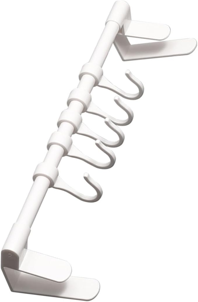 SUPVOX Kitchen Utensil Hooks 5pcs Under Cabinet Storage Rack White Plastic No-Drill Multi-Functional Hanging Organizer for Kitchen Cabinet